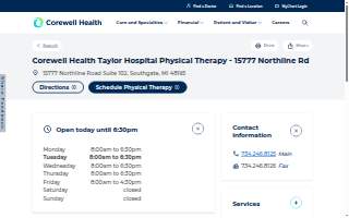 Corewell Health Taylor Hospital Physical Therapy - 15777 Northline Rd of Southgate website