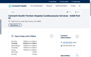 Corewell Health Trenton Hospital Cardiovascular Services - 5400 Fort St #200 website