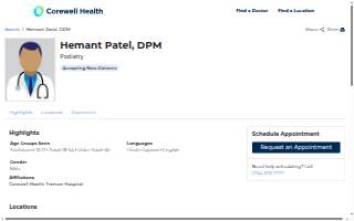 Hemant Patel, DPM website