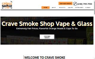 Crave Smoke Shop Vape & Glass website