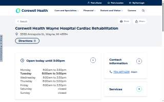 Corewell Health Wayne Hospital Cardiac Rehabilitation website