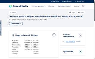 Corewell Health Wayne Hospital Rehabilitation - 33000 Annapolis St website