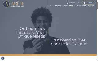 Arete Orthodontics website