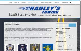 Hadley's Towing Wixom website