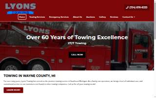 Lyons Towing website