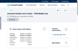 Corewell Health Care Center - 1700 Biddle Ave website