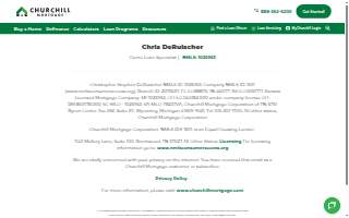 Chris DeRuischer - Churchill Mortgage, NMLS 1025953 website