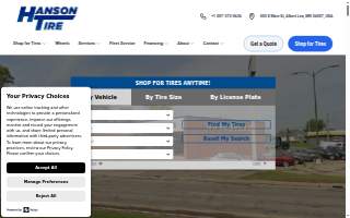 Hanson Tire Service website