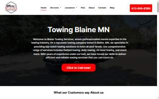 Blaine Towing Services website