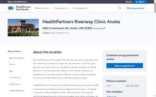 HealthPartners Riverway Clinic Anoka website