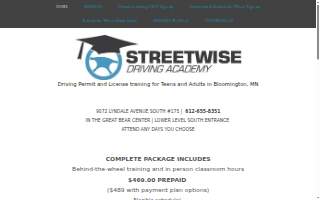 Streetwise Driving Academy of Bloomington website