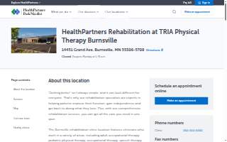HealthPartners Rehabilitation at TRIA Physical Therapy Burnsville website