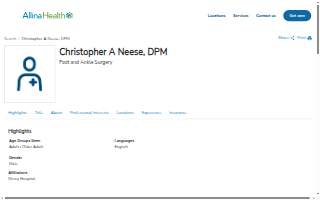 Christopher Neese, DPM website