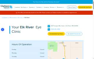 Clarkson Eyecare of Elk River website