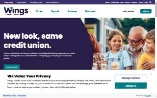Wings Credit Union of Elk River website