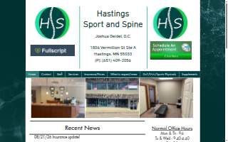 Hastings Sport and Spine website