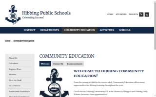 Hibbing Community Education website