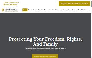 Birkholz Law of Mankato website
