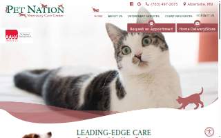Pet Nation Veterinary Care Center website