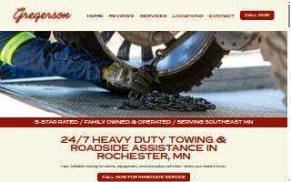 Gregerson Towing & Recovery website