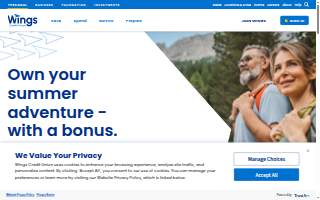 Wings Credit Union of Chaska website