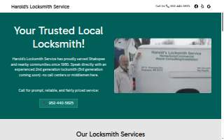 Harold's Locksmith Service website