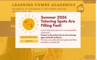 Learning Power Academics Tutoring of Shoreview website