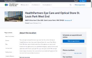 HealthPartners Eye Care and Optical Store St. Louis Park West End website