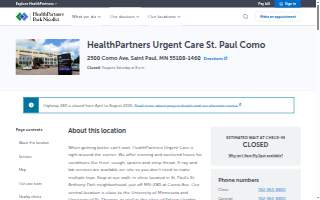 HealthPartners Urgent Care St. Paul Como website