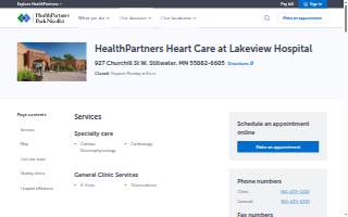 HealthPartners Heart Care at Lakeview Hospital website