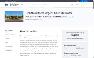 HealthPartners Urgent Care Stillwater website