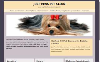 Just Paws Pet Salon website