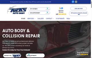 Turks Auto Body website