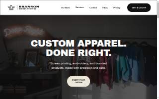 Branson Screen Printing website
