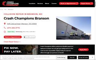 Crash Champions Collision Repair Branson website