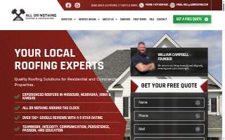 All or Nothing Roofing of Grain Valley website