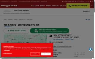 Big O Tires of Jefferson City website