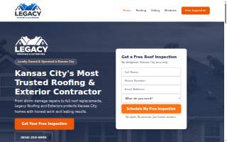 Legacy Roofing and Exteriors website