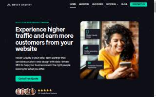 Never Gravity Web Design website