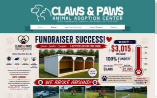 Claws and Paws Animal Adoption Center website