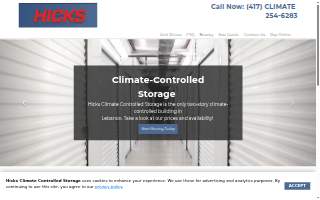 Hicks Climate Controlled Storage website