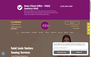 Shine Sunless Tanning Spa website