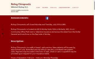 Roling Chiropractic website