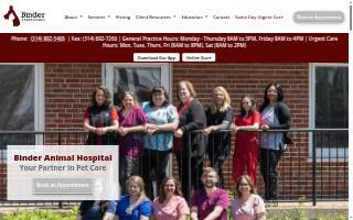 Binder Animal Hospital website