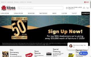 Kloss Furniture & Outlet Center of Oakville website