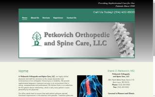 Petkovich Orthopedic and Spine Care, LLC website