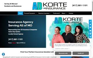 AD Korte Insurance website