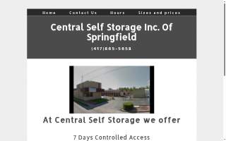 Central Self Storage of Springfield website