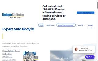 Unique Collision Center website
