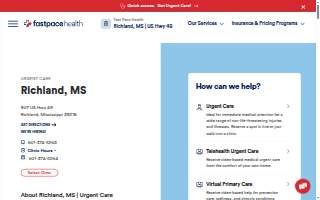 Fast Pace Health Urgent Care - Richland - MS of Jackson website
